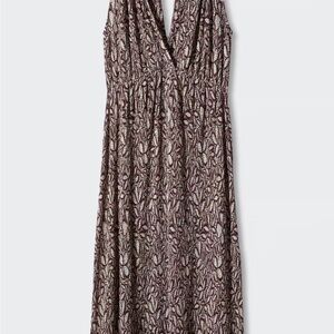 Mango Brown and Cream Patterned Maxi Dress
